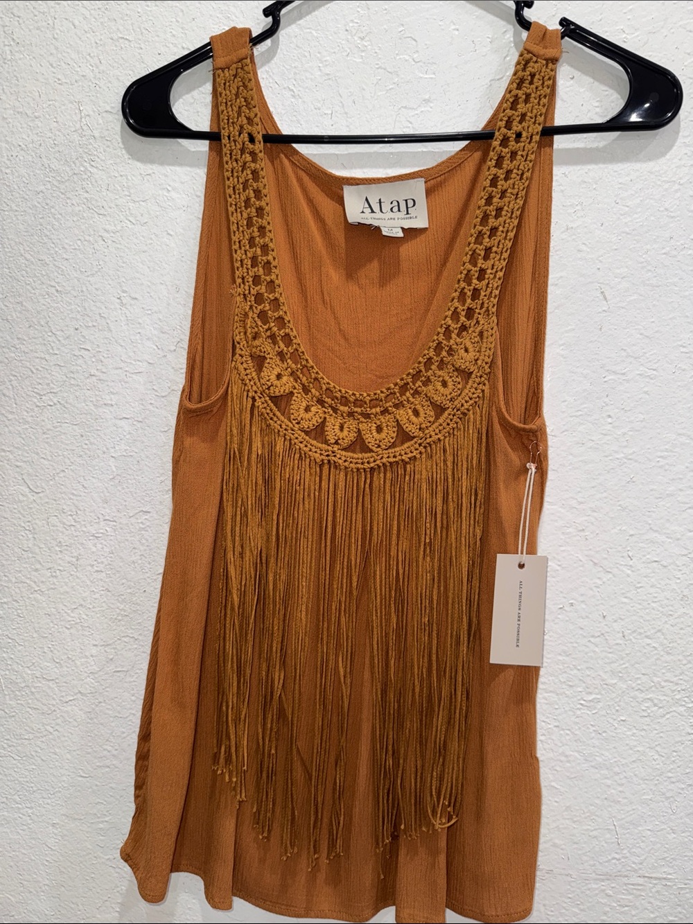 Atap Women's Crochet Fringe Tank Top - Rust
